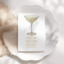 Copo de Martini Dourado Jantar de Ensaios Art Déco