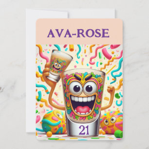 Convites Copo de Shot de Festa de Rave – Diversão Vibrante