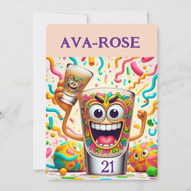 Convites Copo de Shot de Festa de Rave – Diversão Vibrante (Frente)