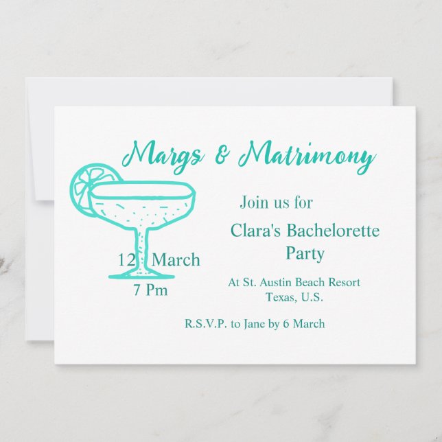 Convites Copo de tequila Turquoise Margs & Matrimony para n (Frente)