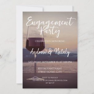 Convites Copo de vinho ao pôr do sol em um lago