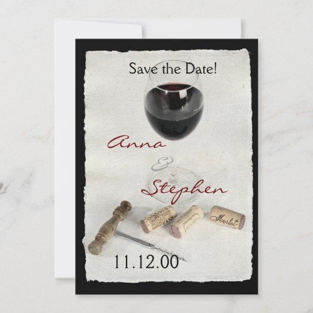 Convites Copo de vinho e rolhas (Frente)