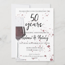 Convites Copo de vinho tinto aquarela sobre branco