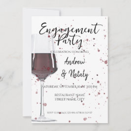 Convites Copo de vinho tinto aquarela sobre branco