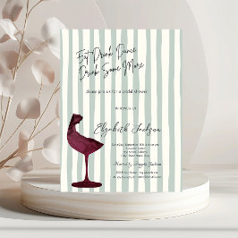 Convites Copo de Vinho Tinto Chic com Listras Verdes