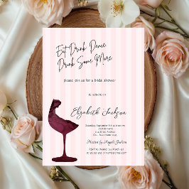 Convites Copo de vinho tinto chique com listras rosa