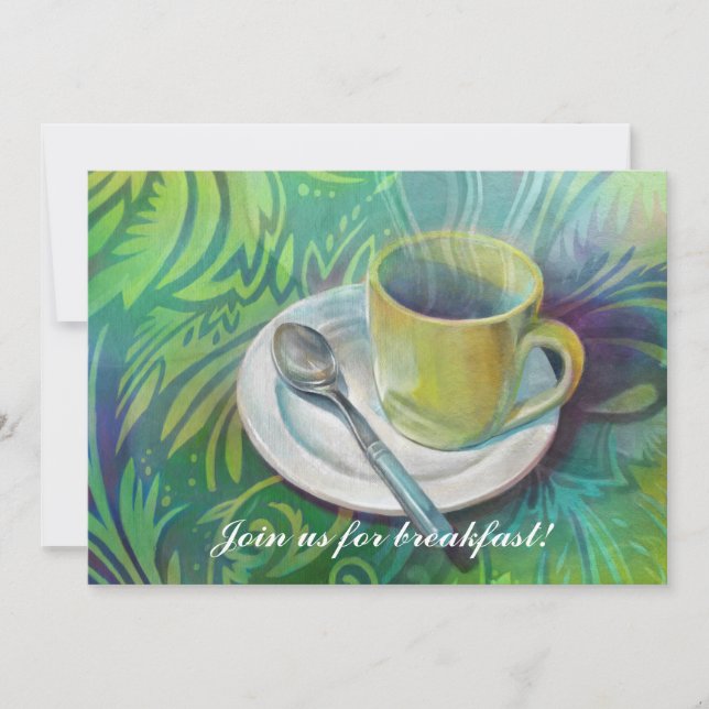Convites Copo e colher contra um fundo análogo legal (Frente)