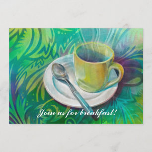 Convites Copo e colher contra um fundo análogo legal