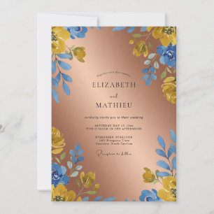 Convites Copper Azure Bloom Casamento