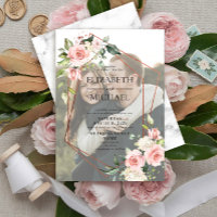 Copper Geométrico Pink Floral Vellum Overlay Foto