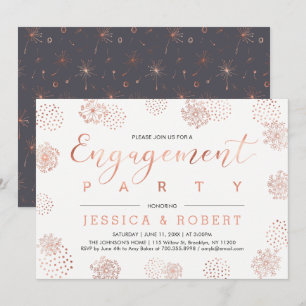 Convites Copper & Gray Festa de Noivado Simple Modern