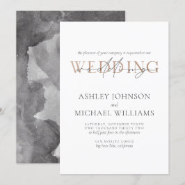 Convites COPPER TYPOGRAPHY Casamento com Aquarela com Letra