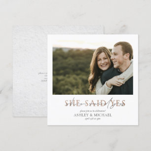 Convites COPPER TYPOGRAPHY Disse Sim Noivado Quadrado