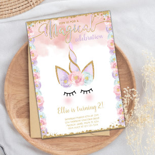 Convites Copper Unicorn Birthday Invitations