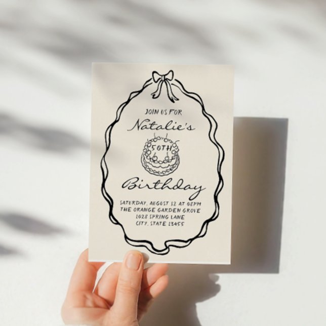 Convites Coquete 50º Aniversário Desenhado à Mão do Arco (Criador carregado)