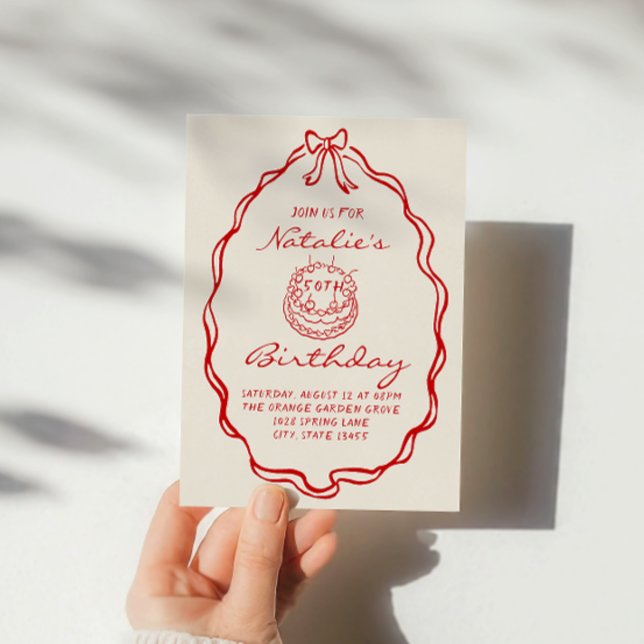 Convites Coquete 50º Aniversário Desenhado à Mão do Arco (Criador carregado)