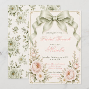 Convites Coquete Floral Verde Sálvia Arco Casamento Almoço