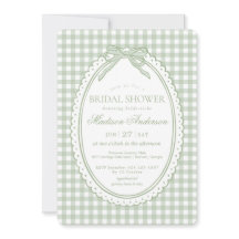 Coquete Gingham Verde Laço Chá de Noiva