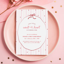 Coquete Laço Rosa Pequeno Coração 1º Aniversário