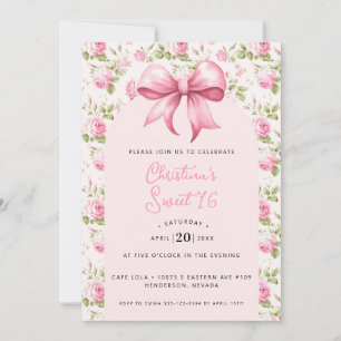 Convites Coquete Pink Bow Sweet 16