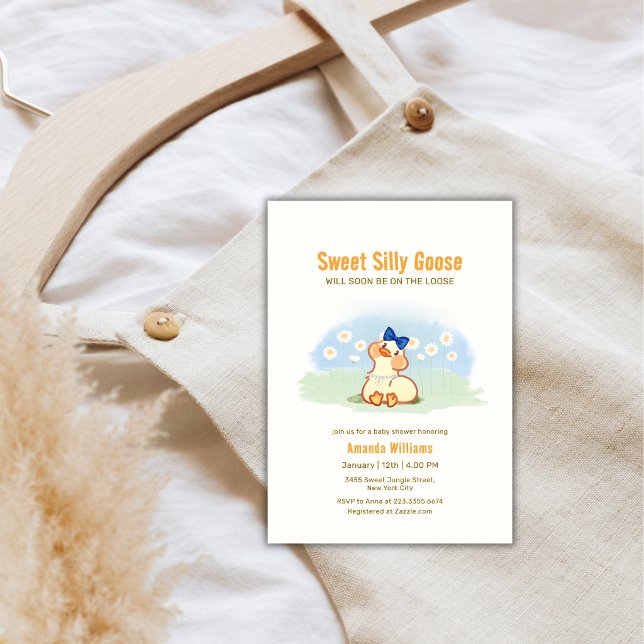 Convites Coquete Silly Goose Daisy Flor Bebê Shower (Coquette Silly Goose Daisy Flower Baby Shower Invitation)