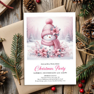 Convites Coquete Snowman Rosa Radiante Natal Crianças