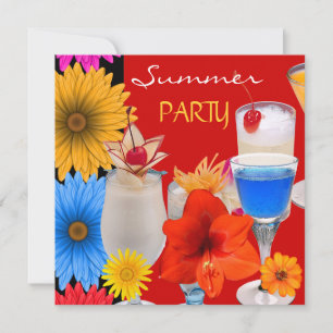 Convites Coquetéis de Bebidas de Festa de Verão Vermelho Az