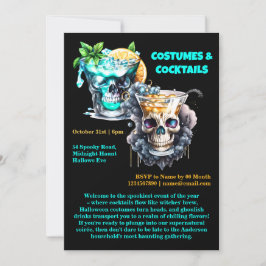 Convites Coquetéis de horror do crânio de hora feliz Hallow