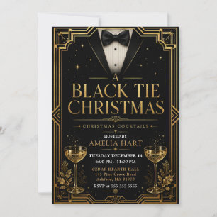 Convites Coquetéis de Natal Black Tie