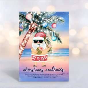 Convites Coquetéis de Natal do Papai Noel com Palmeira de P