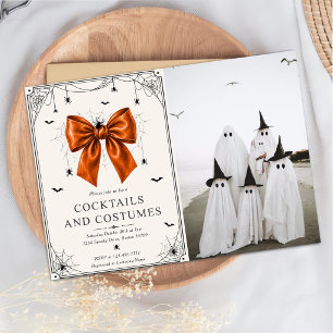 Convites Coquetéis e Fantasias Foto Halloween Laço Laranja