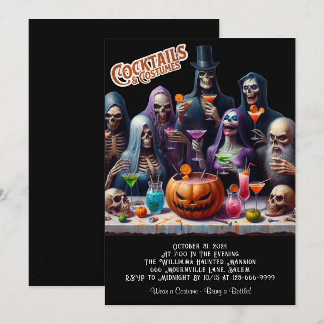 Convites Coquetéis e Festa de Halloween (Frente/Verso)