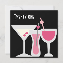 Convites Coquetéis Mulheres de aniversário de 21 anos preto