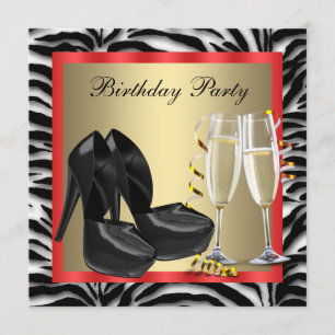 Convites Coquetéis Saltos Vermelhos Sapatos Zebra Vermelha 