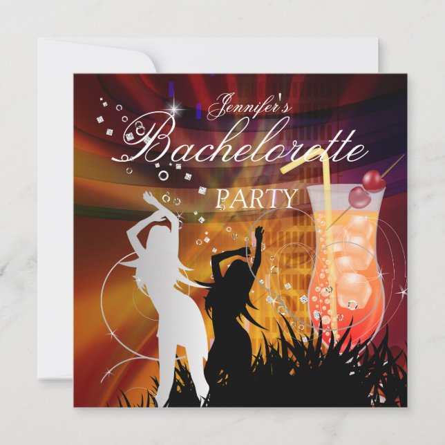 Convites Coquetel Branco Dourado festa de solteira (Frente)