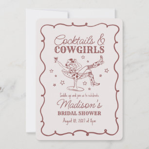 Convites Coquetel Burgundy e Chá de Noiva Cowgirl Rodeio
