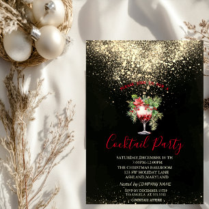 Convites Coquetel Confete Poinsettia Festa de Natal