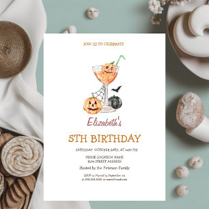 Convites Coquetel de Abóbora Aquarela Aniversário de Hallow