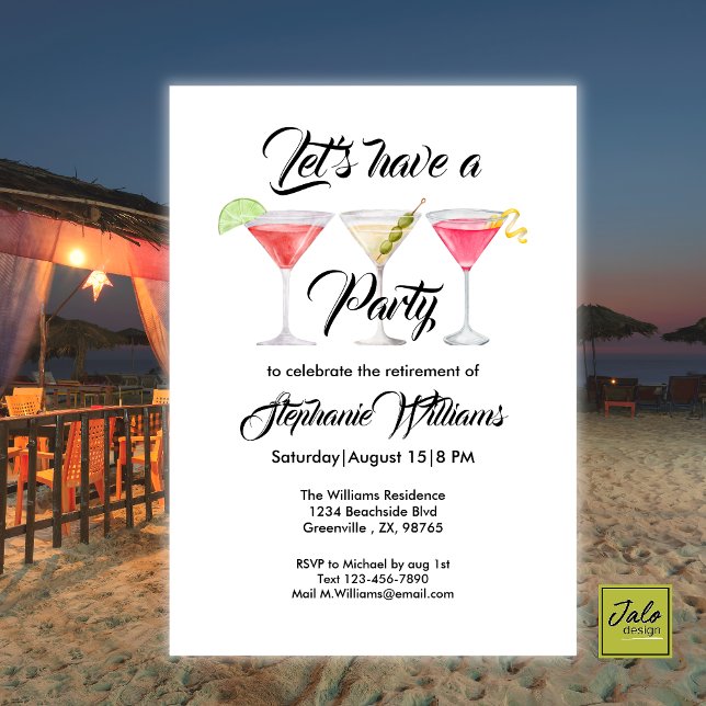 Convites Coquetel de aposentadoria feminino de verão (Criador carregado)