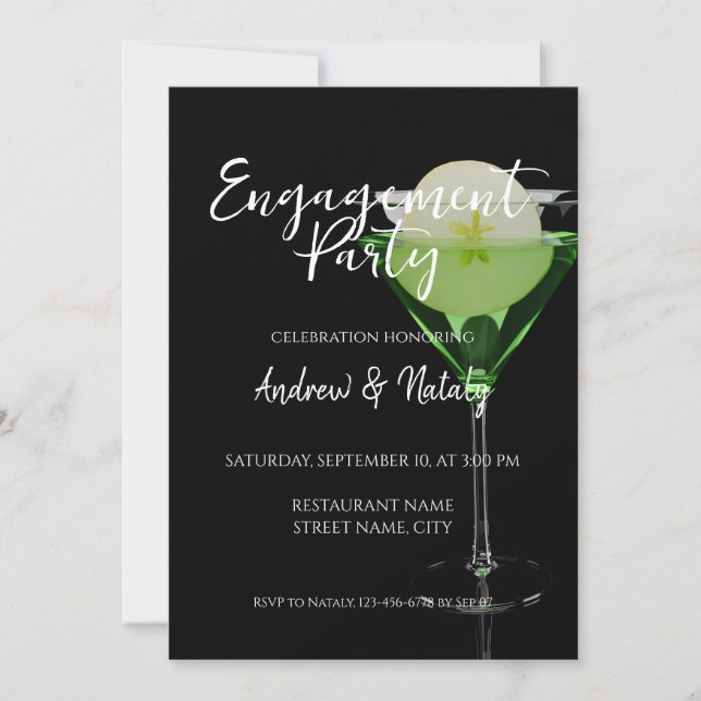 Convites Coquetel de appletini verde com fatia de maçã (Frente)