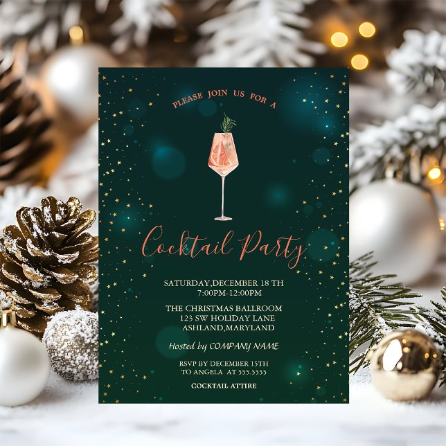 Convites Coquetel de Natal Estrelas Festa Verde de Natal (Criador carregado)