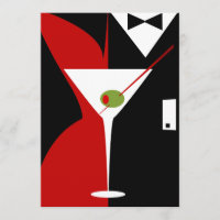 Coquetel Martini Elegante Vermelho e Preto