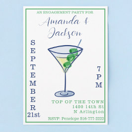 Convites Coquetel Martini Festa de noivado de Aquarela