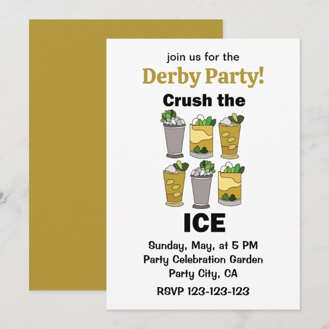 Convites Coquetel Mint Julep Esmaga O Gelo Festa Do Derby (Frente/Verso)