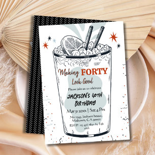 Convites Coquetel retro bebida temido na moda aniversário d