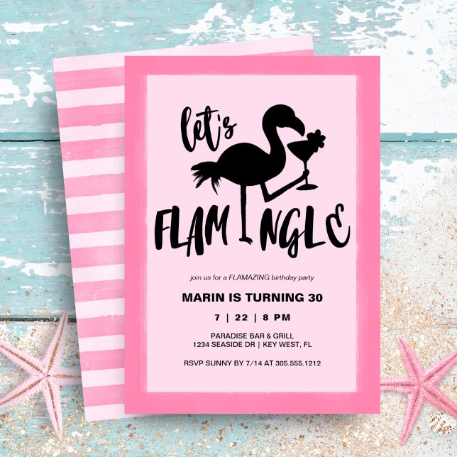 Convites Coquetel Tropical Flamingo Flamingle Aniversário (Criador carregado)