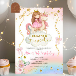 Convites Coquette Arco-íris Pastel Unicórnio Mágico Anivers