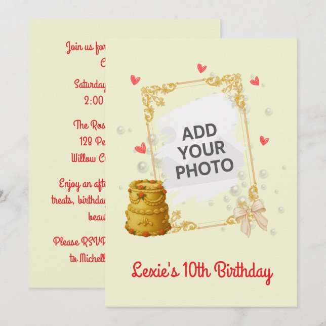 Convites Coquette Birthday Invitation (Frente/Verso)