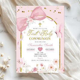 Convites Coquette Blush Pink Butterfly First Holy Communion