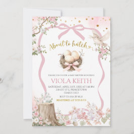 Convites coquette blush pink Spring bird baby shower